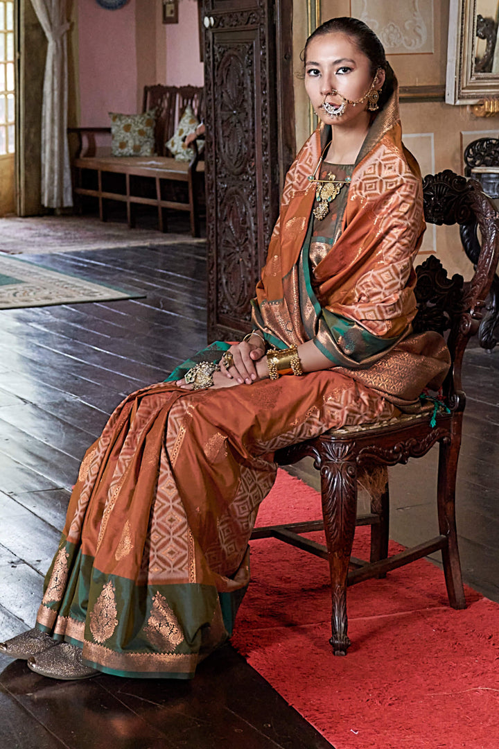 Sunrise Orange Banarasi Silk Saree