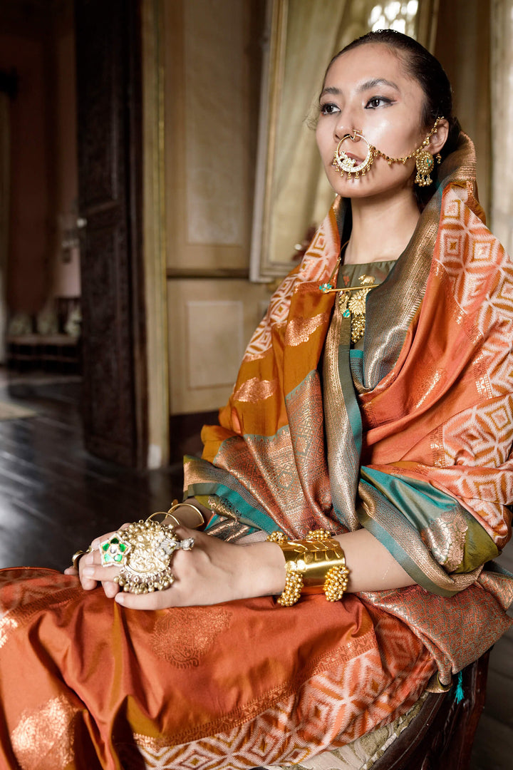 Sunrise Orange Banarasi Silk Saree