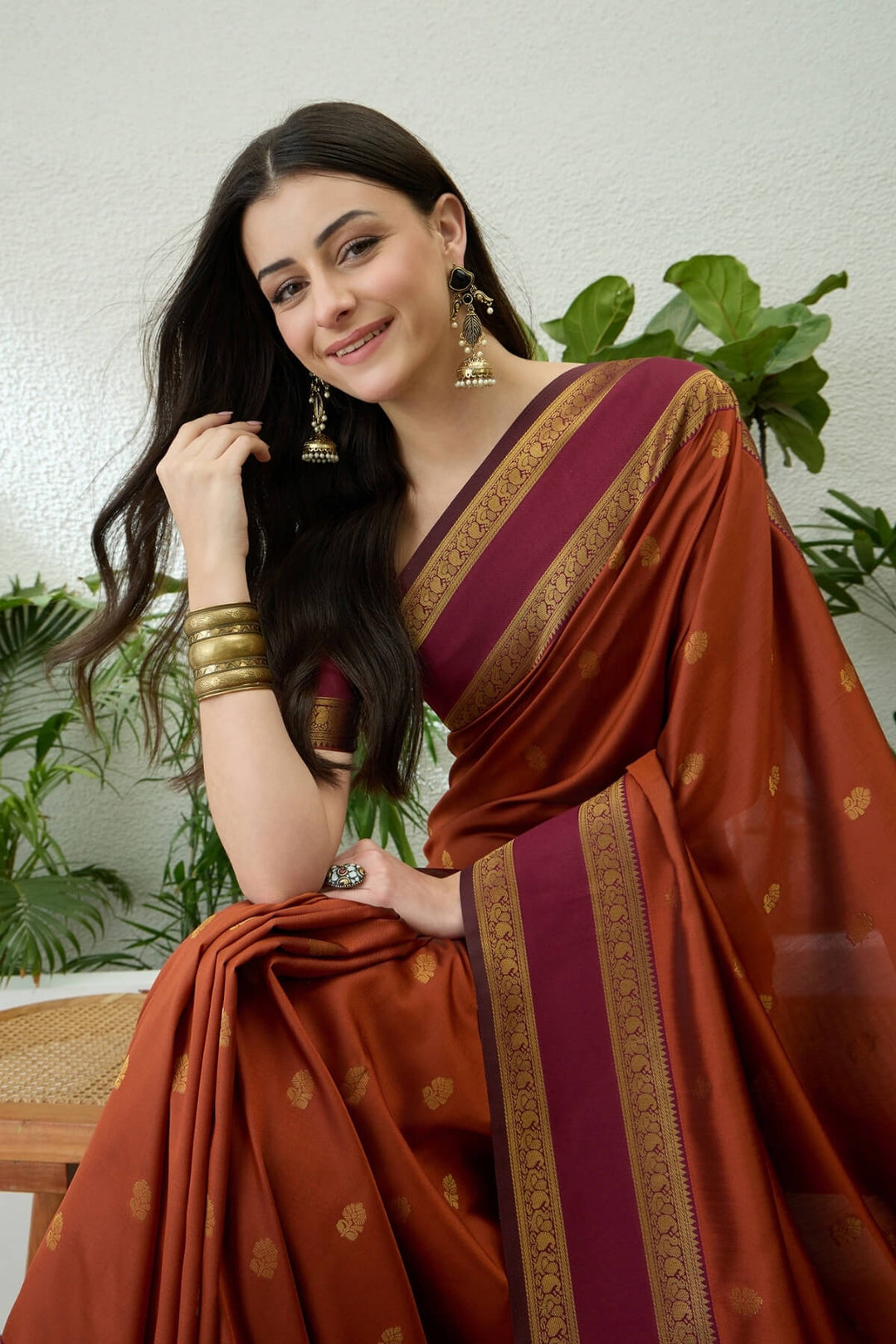 Sunrise Orange Zari Woven Soft Banarasi Silk Saree