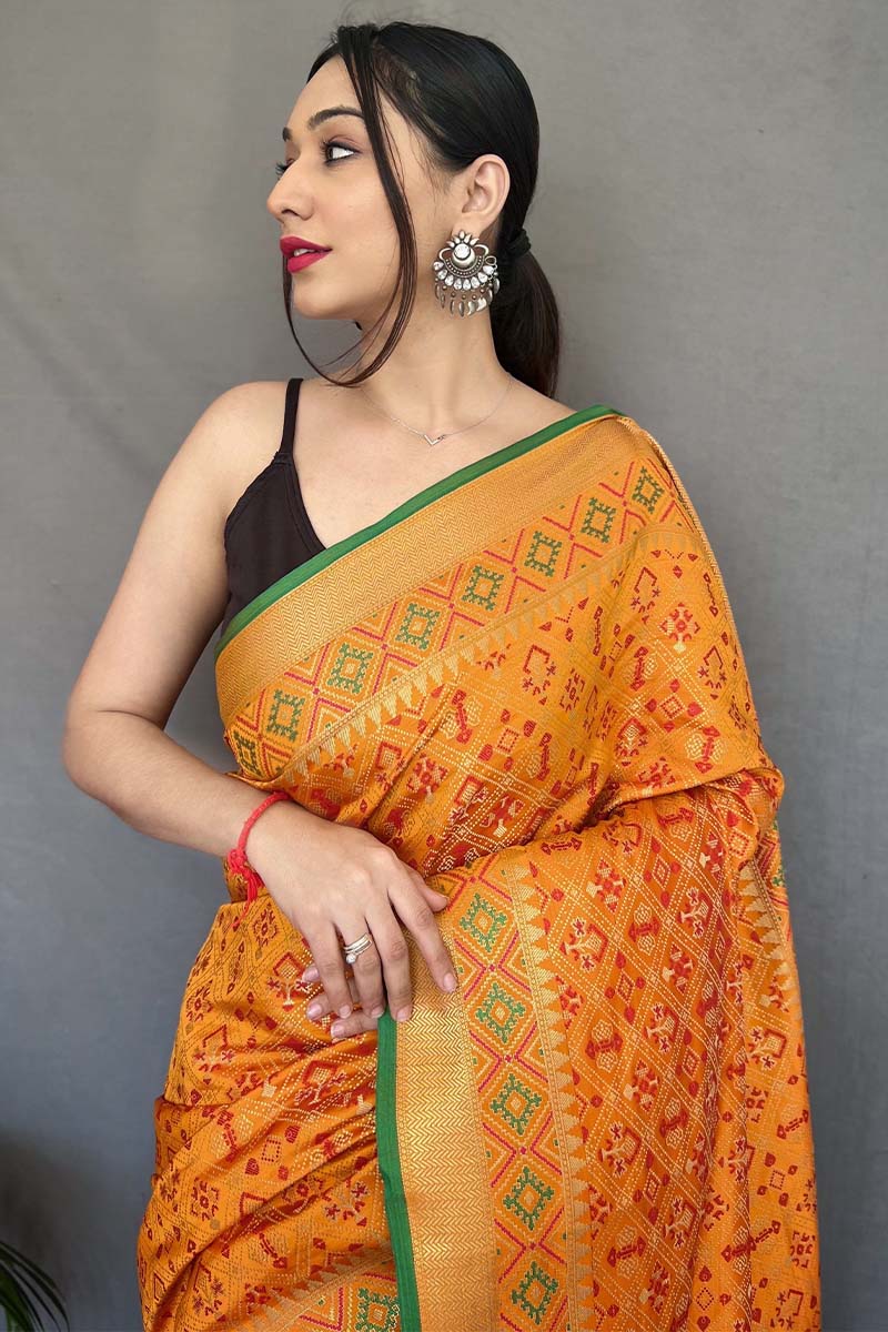 Sunshade Yellow Patola Silk Saree