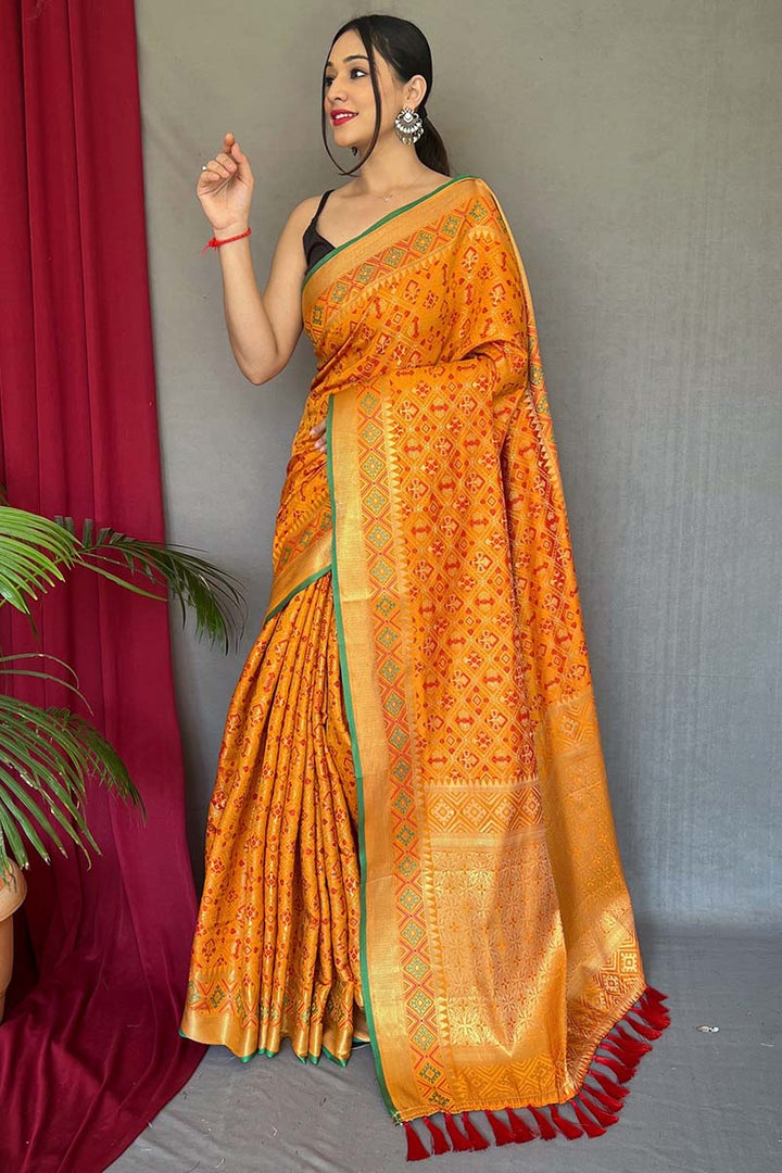 Sunshade Yellow Patola Silk Saree