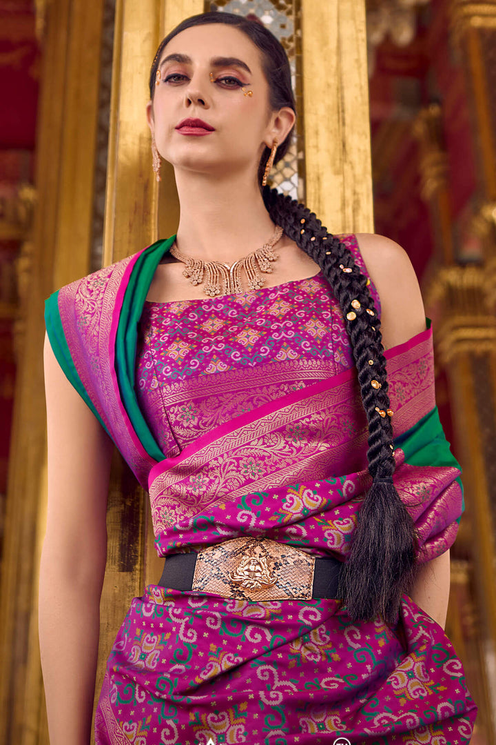 Surfie Green Zari Woven Soft Silk Saree