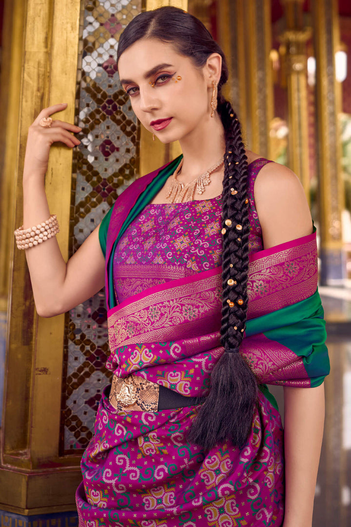 Surfie Green Zari Woven Soft Silk Saree