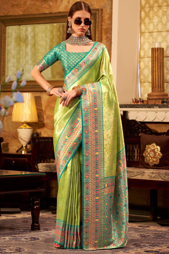 Swamp Green Banarasi Tissue Silk Saree