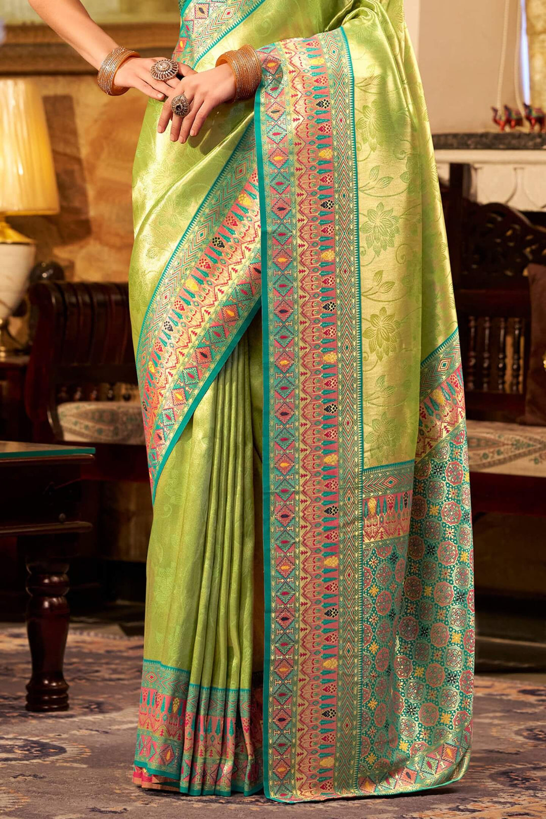 Swamp Green Banarasi Tissue Silk Saree