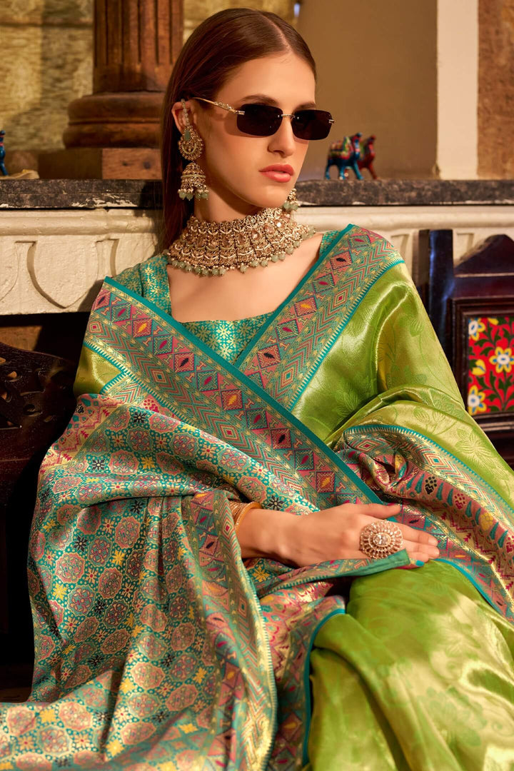 Swamp Green Banarasi Tissue Silk Saree