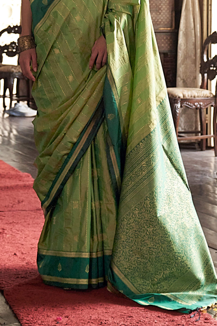 Swamp Green Banarasi Tussar Silk Saree