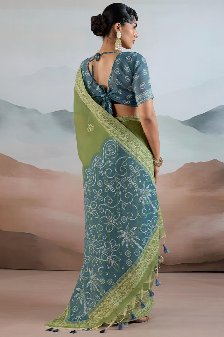 Swamp Green Pure Cotton Viscose Silk Saree