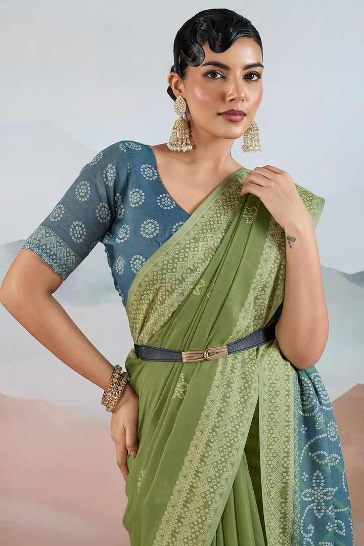 Swamp Green Pure Cotton Viscose Silk Saree