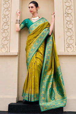 Swamp Green Soft Banarasi Silk Saree