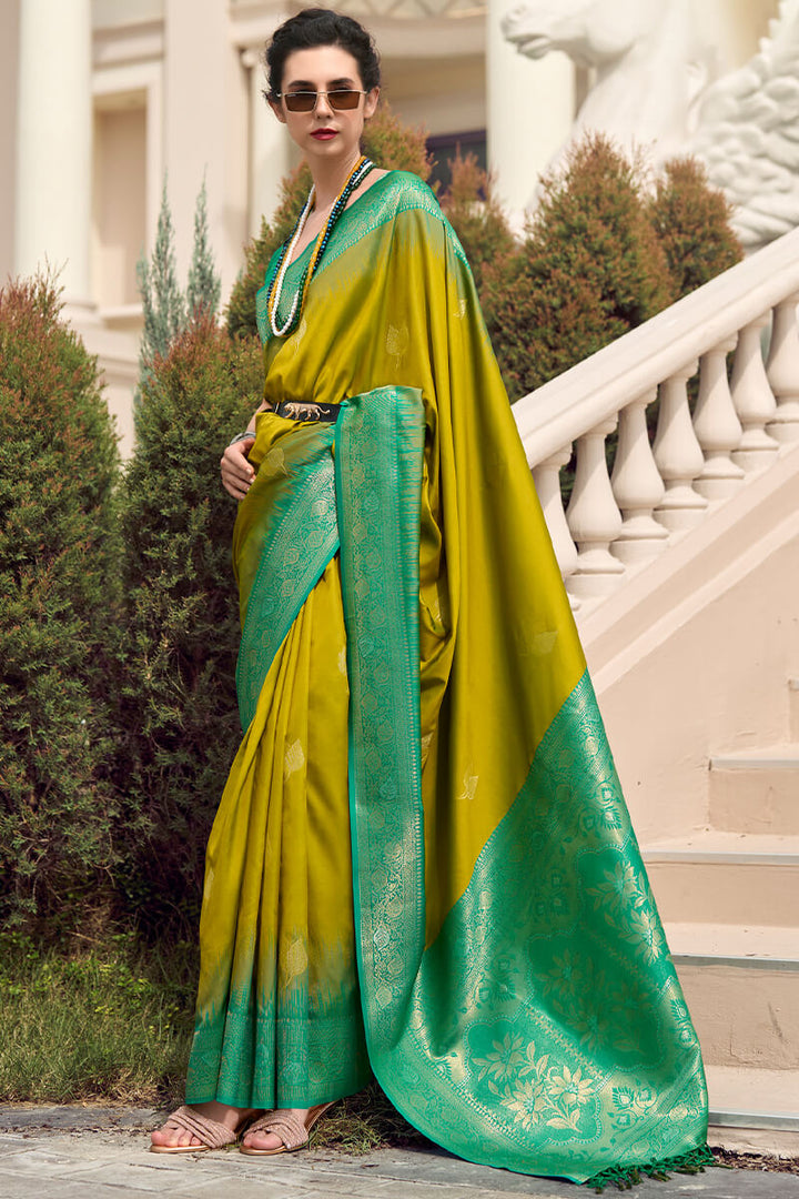 Swamp Green Zari Woven Banarasi Silk Saree