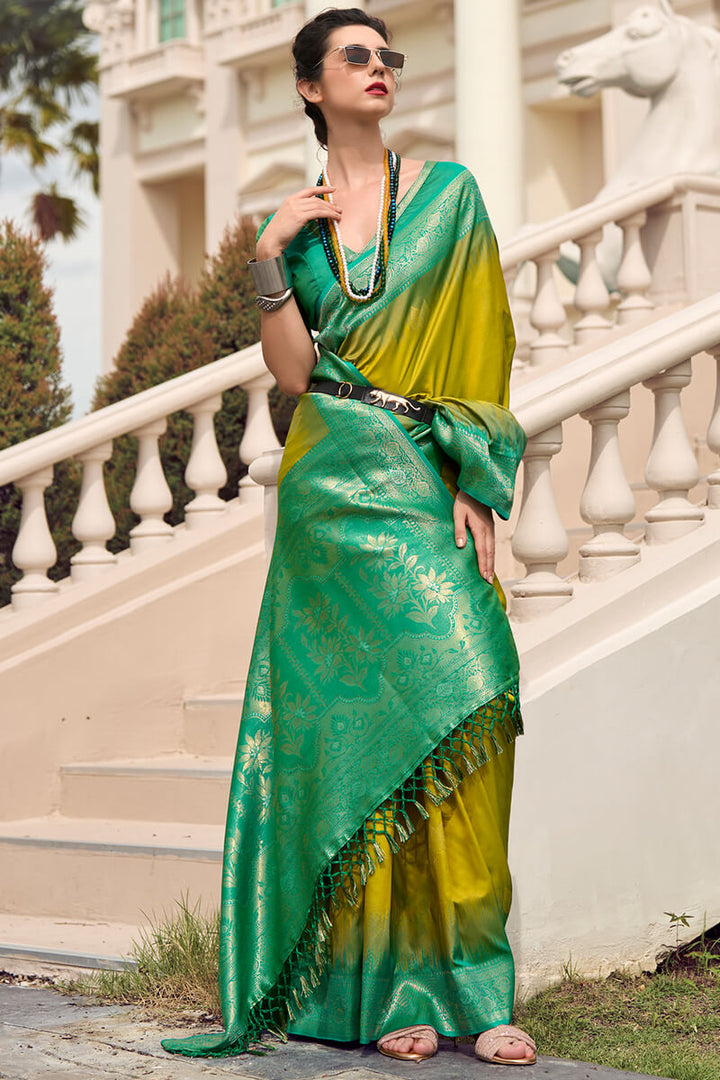 Swamp Green Zari Woven Banarasi Silk Saree