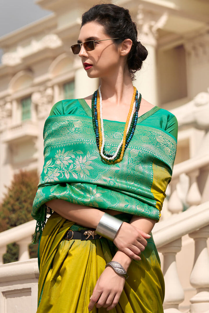 Swamp Green Zari Woven Banarasi Silk Saree