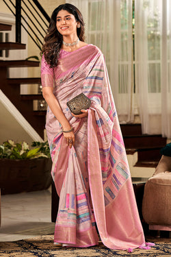Sweet Pink Printed Soft Silk Saree