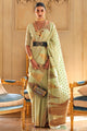 Tan Green Banarasi Woven Tissue Silk Saree