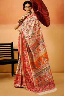Tequila Beige Kashmiri Modal Pashmina Silk Saree