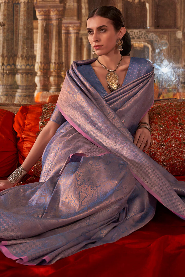 Thistle Lavender Kanjivaram Saree