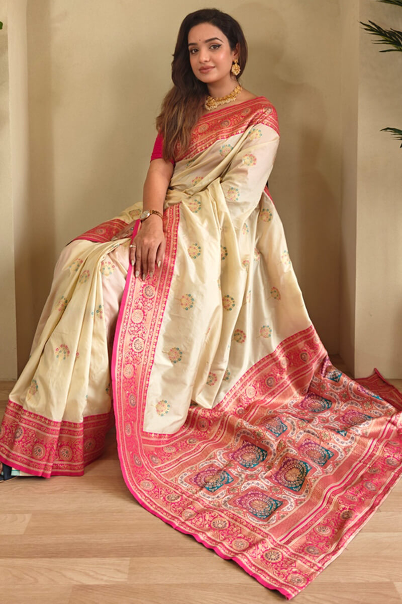 Timber Beige Banarasi Silk saree