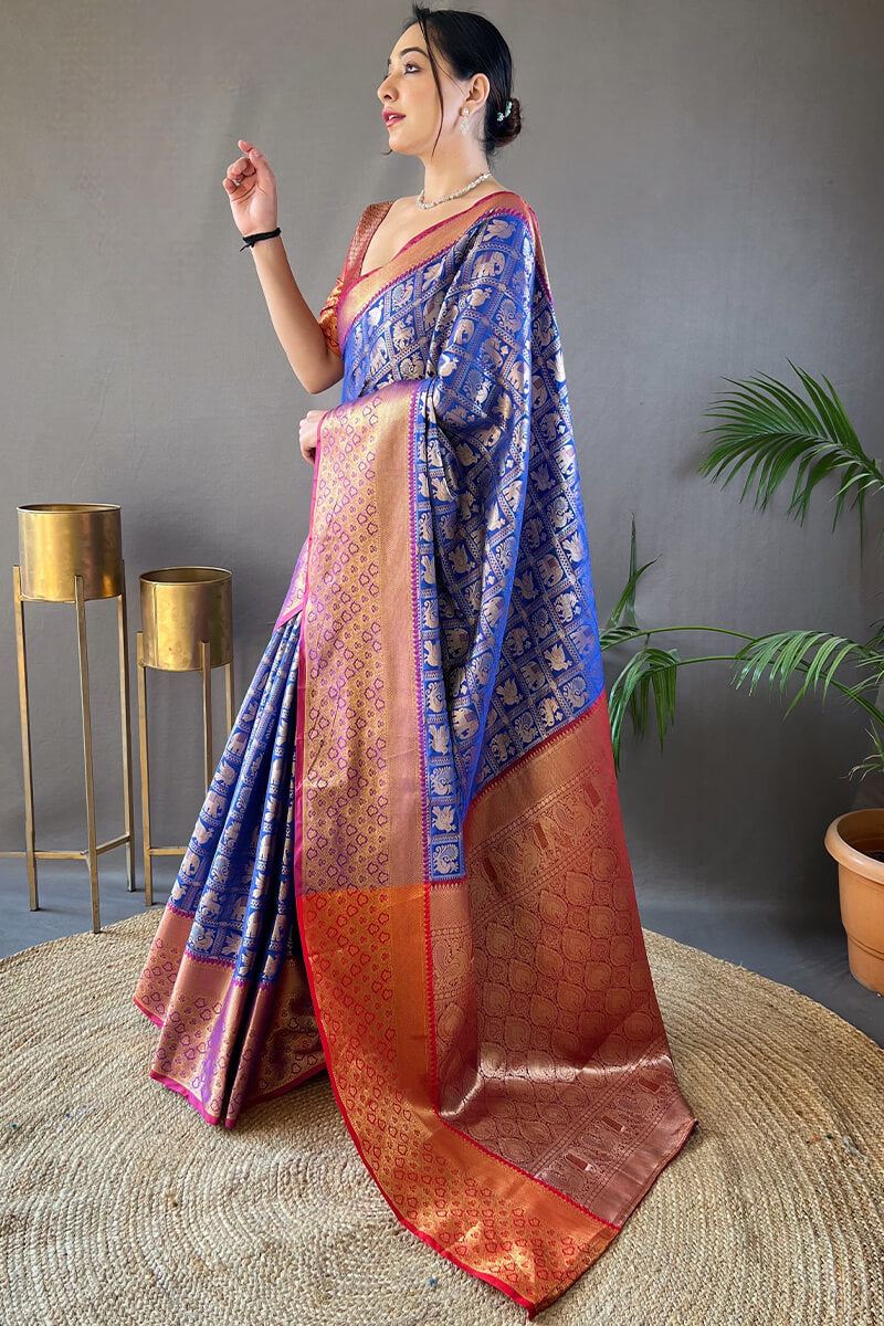 Tory Blue Kanjivaram Silk Saree