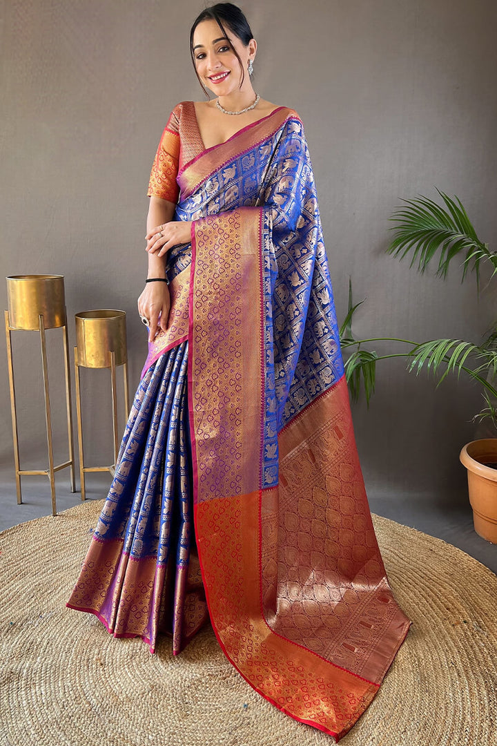 Tory Blue Kanjivaram Silk Saree