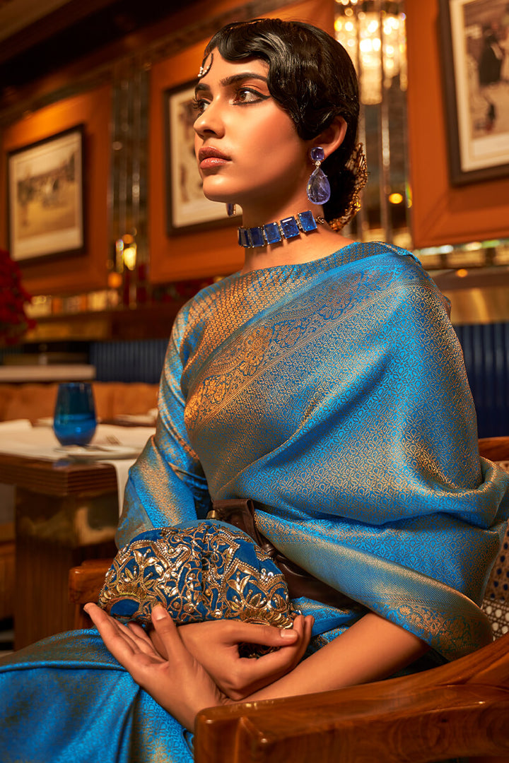 Tufts Blue Kanjivaram Silk Saree
