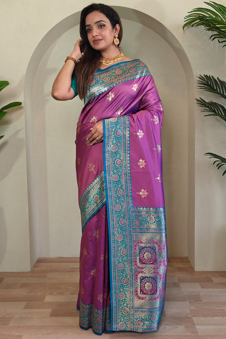 Tulip Pink Banarasi Silk saree