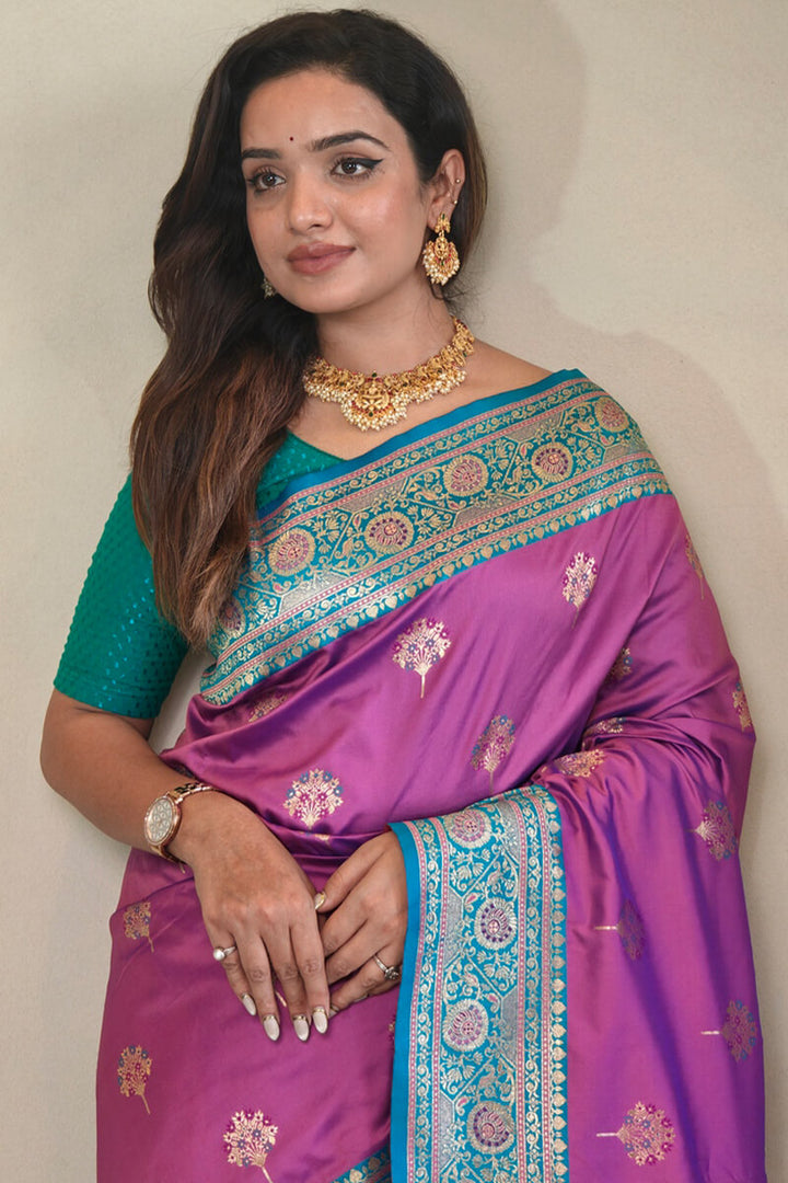 Tulip Pink Banarasi Silk saree