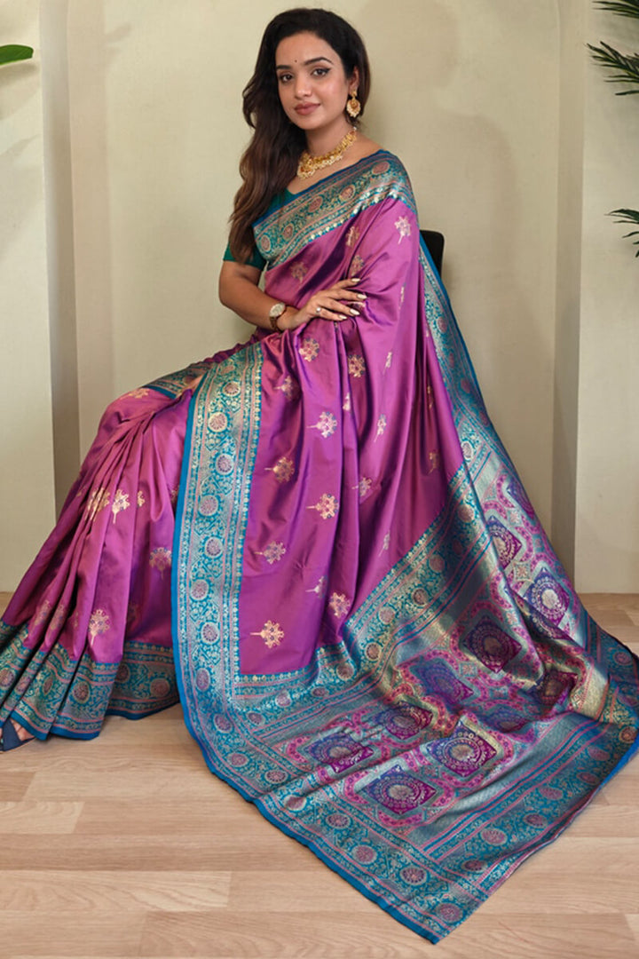 Tulip Pink Banarasi Silk saree