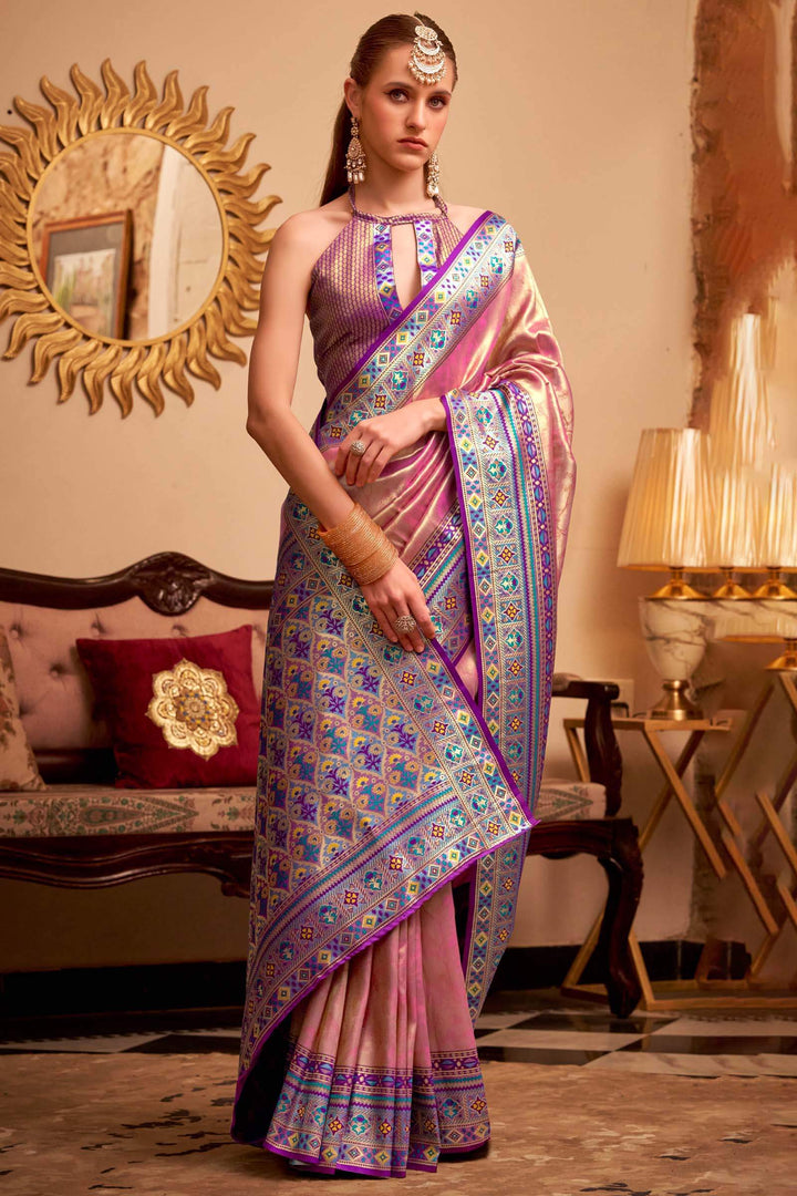 Tulip Pink Banarasi Tissue Silk Saree