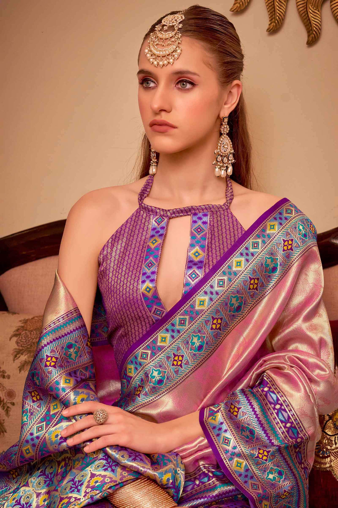 Tulip Pink Banarasi Tissue Silk Saree