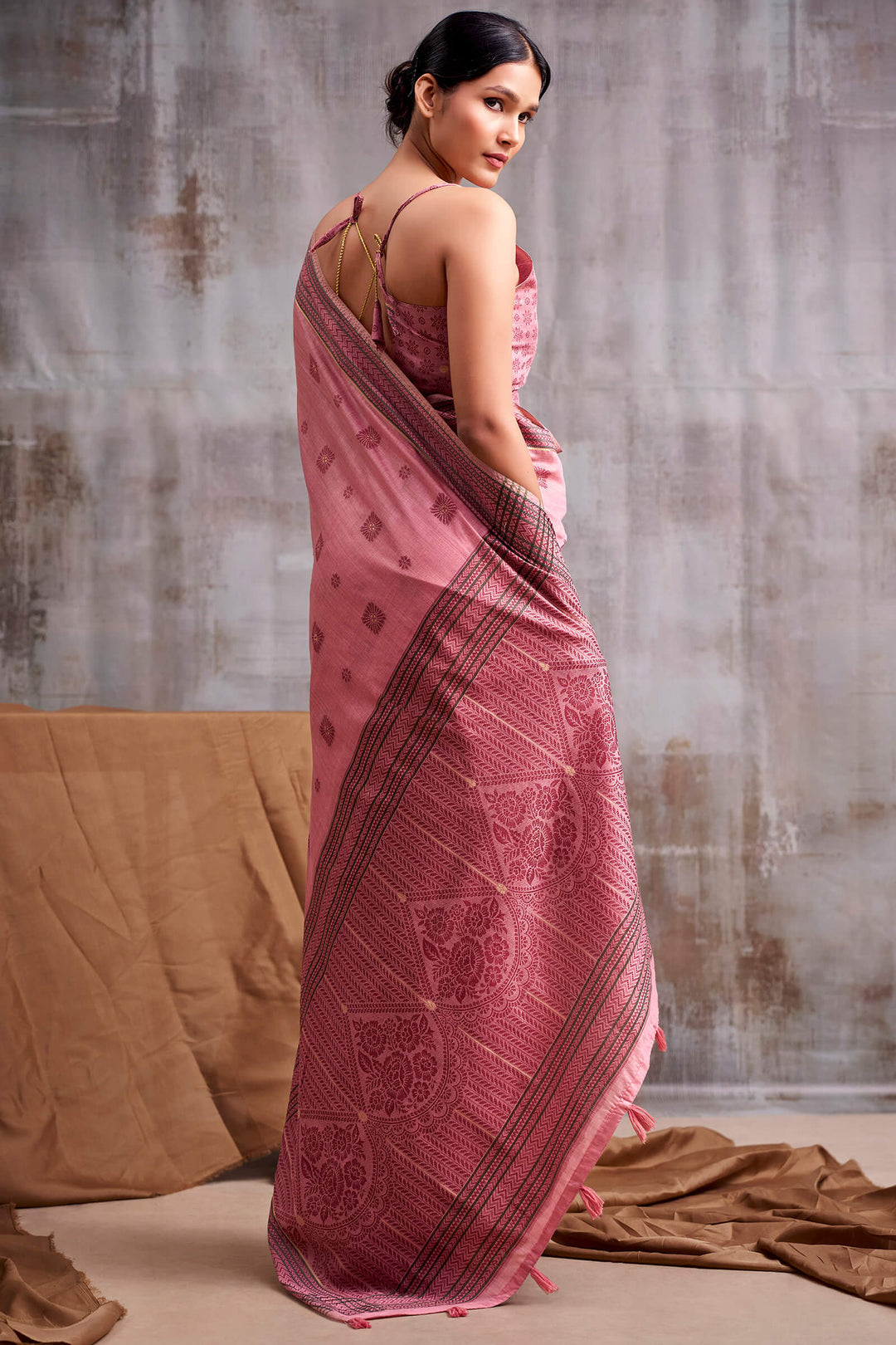 Tulip Pink Cotton Modal Silk Saree
