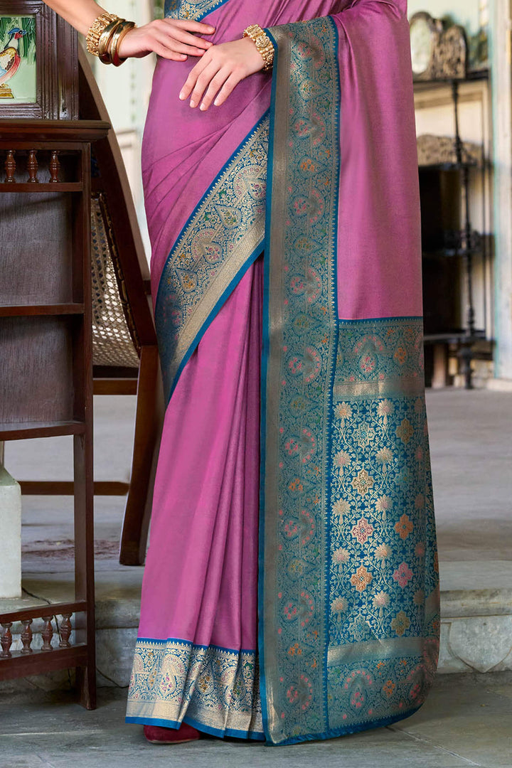 Tulip Pink Soft Silk Saree