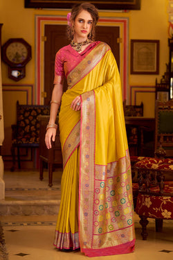 Tulip Yellow Soft Silk Saree
