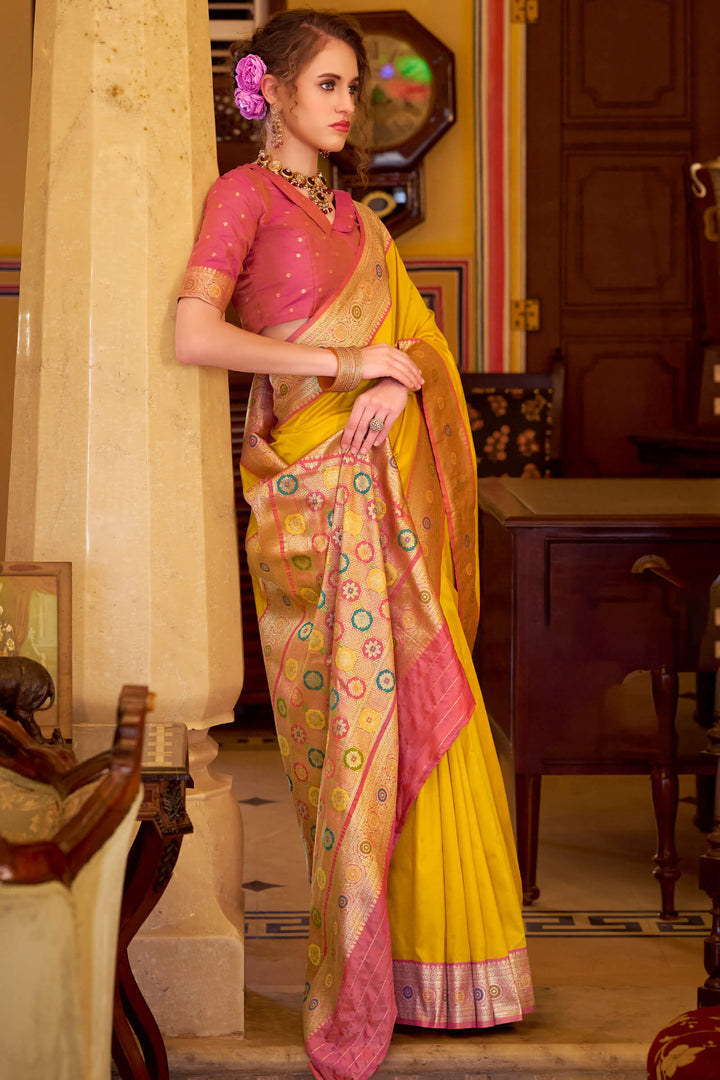 Tulip Yellow Soft Silk Saree