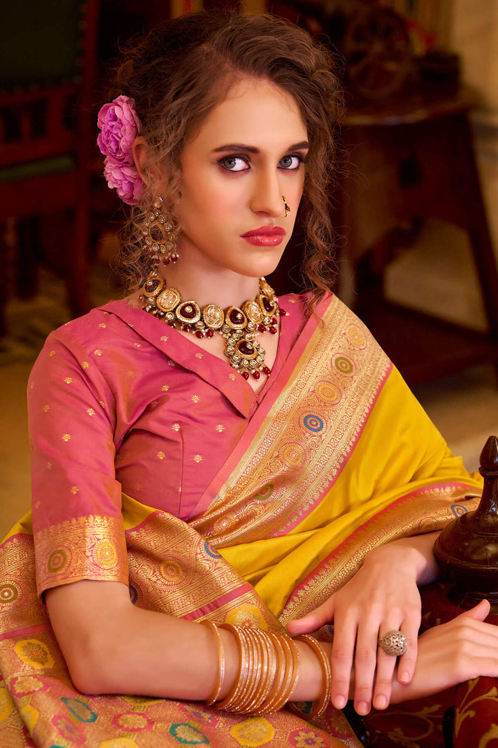 Tulip Yellow Soft Silk Saree