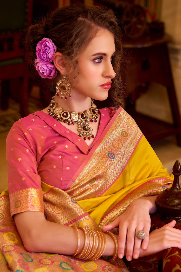 Tulip Yellow Soft Silk Saree