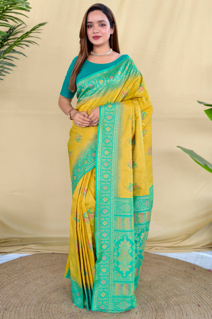 Turmeric Yellow Banarasi Silk Saree