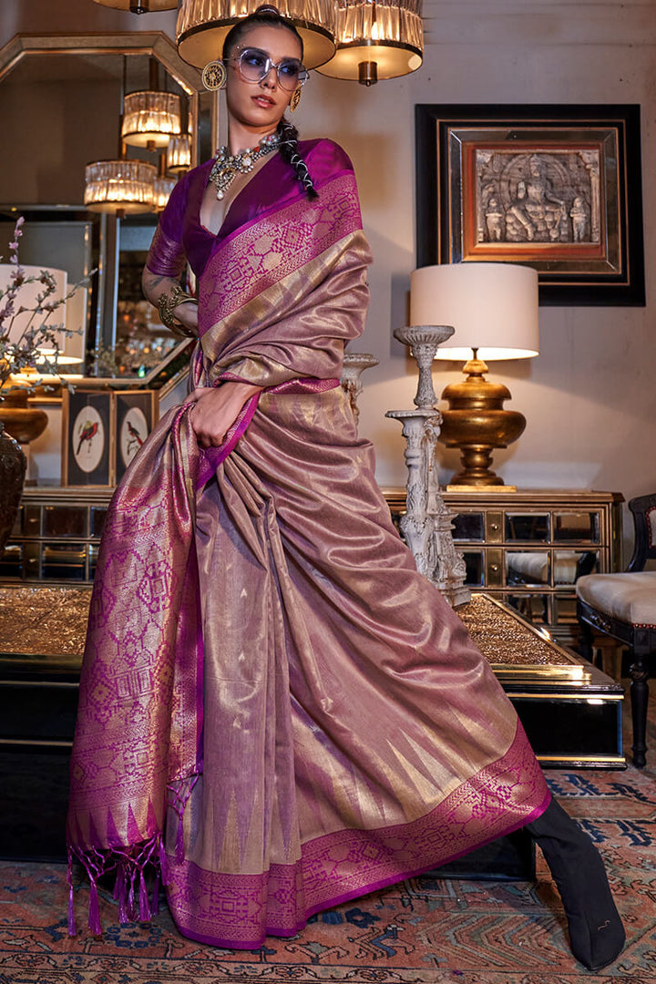 Twilight Lavender Banarasi Tissue Silk Saree