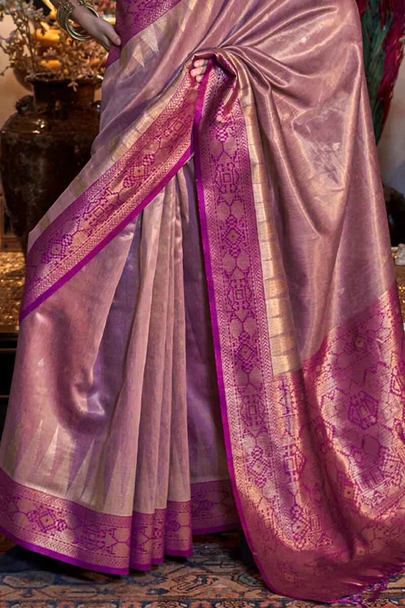 Twilight Lavender Banarasi Tissue Silk Saree