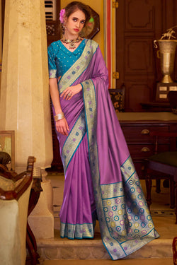 Twilight Lavender Soft Silk Saree