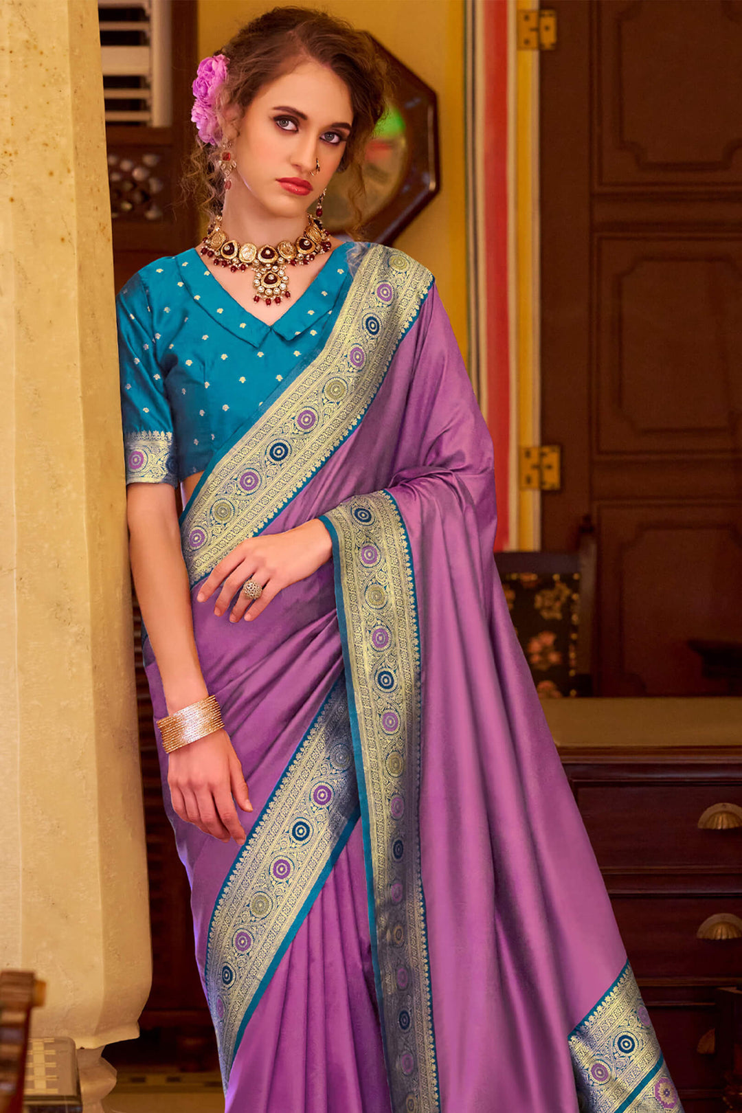 Twilight Lavender Soft Silk Saree
