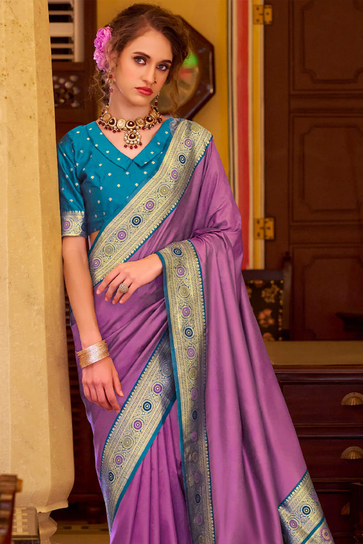 Twilight Lavender Soft Silk Saree