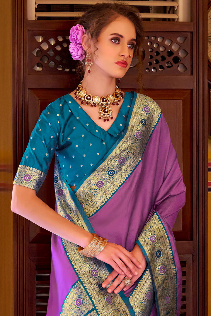 Twilight Lavender Soft Silk Saree