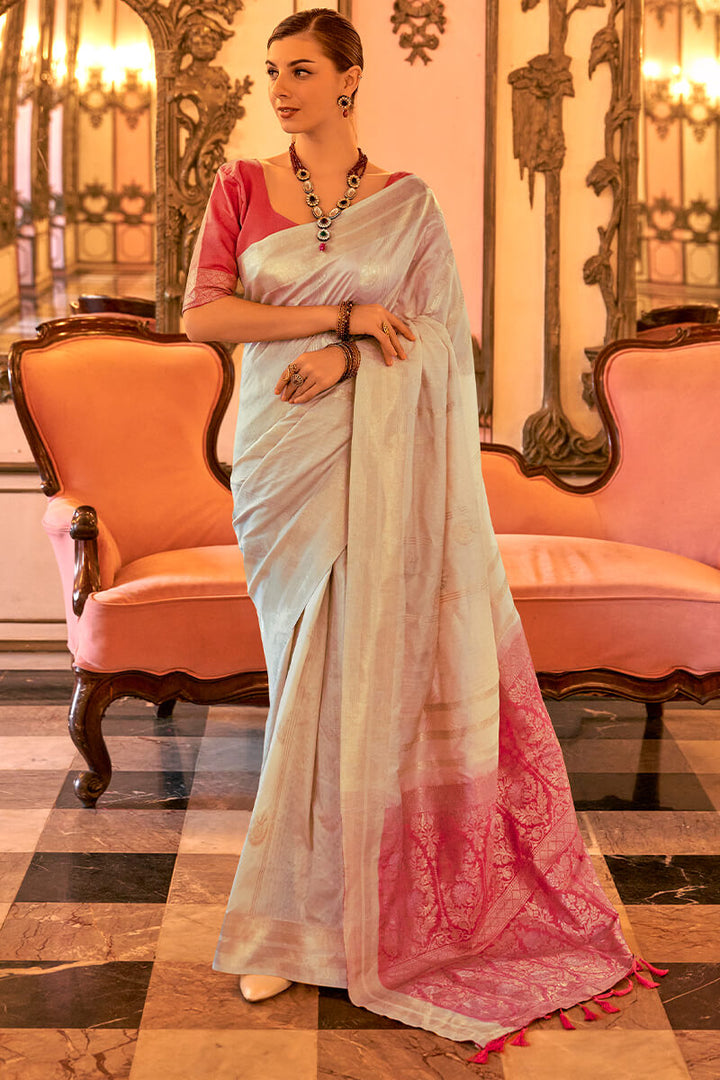 Vanilla Beige Soft Banarasi Silk Saree