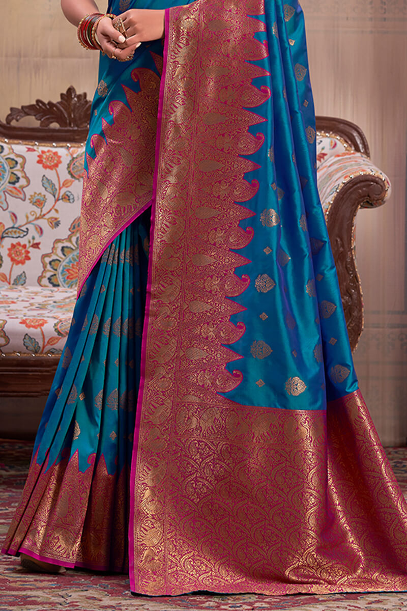 Venice Blue Banarasi Silk Saree