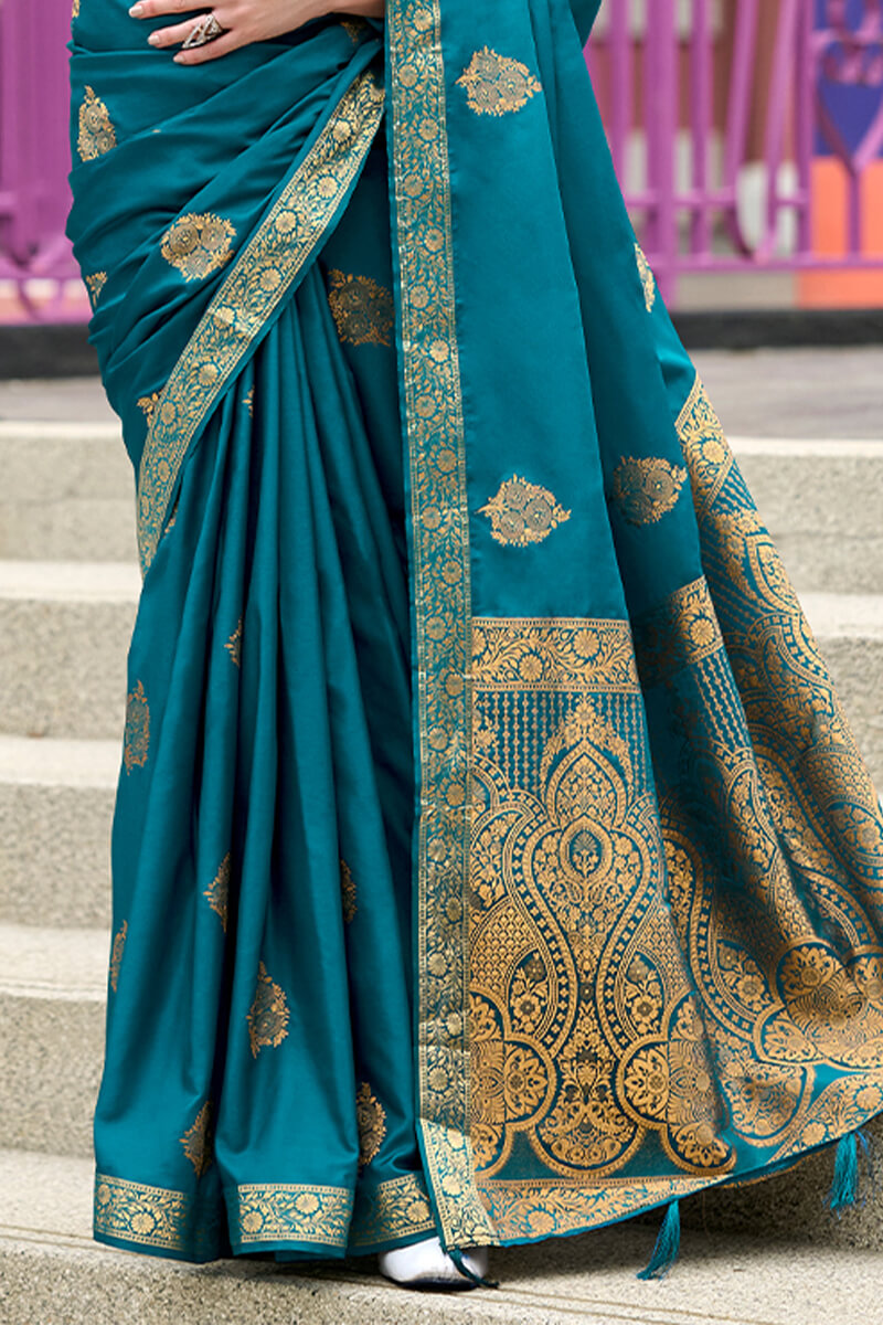 Venice Blue Banarasi Tissue Silk Saree