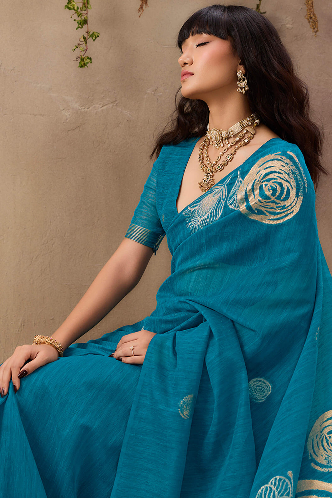 Venice Blue Munga Silk Saree