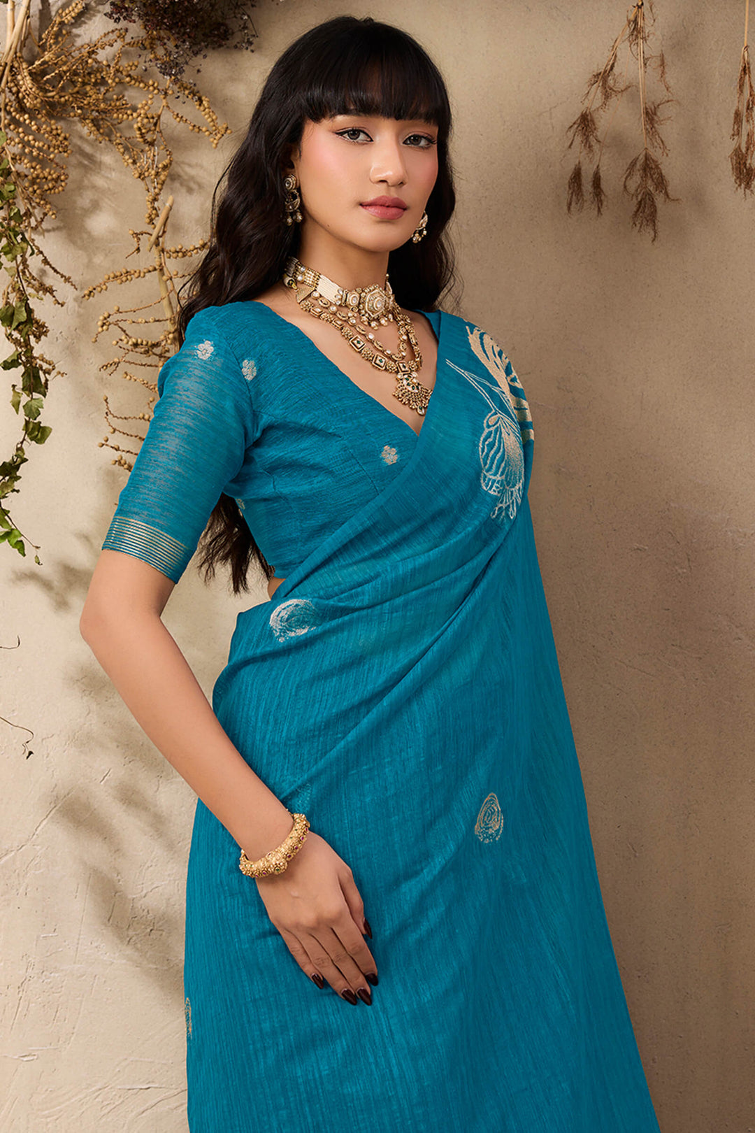 Venice Blue Munga Silk Saree