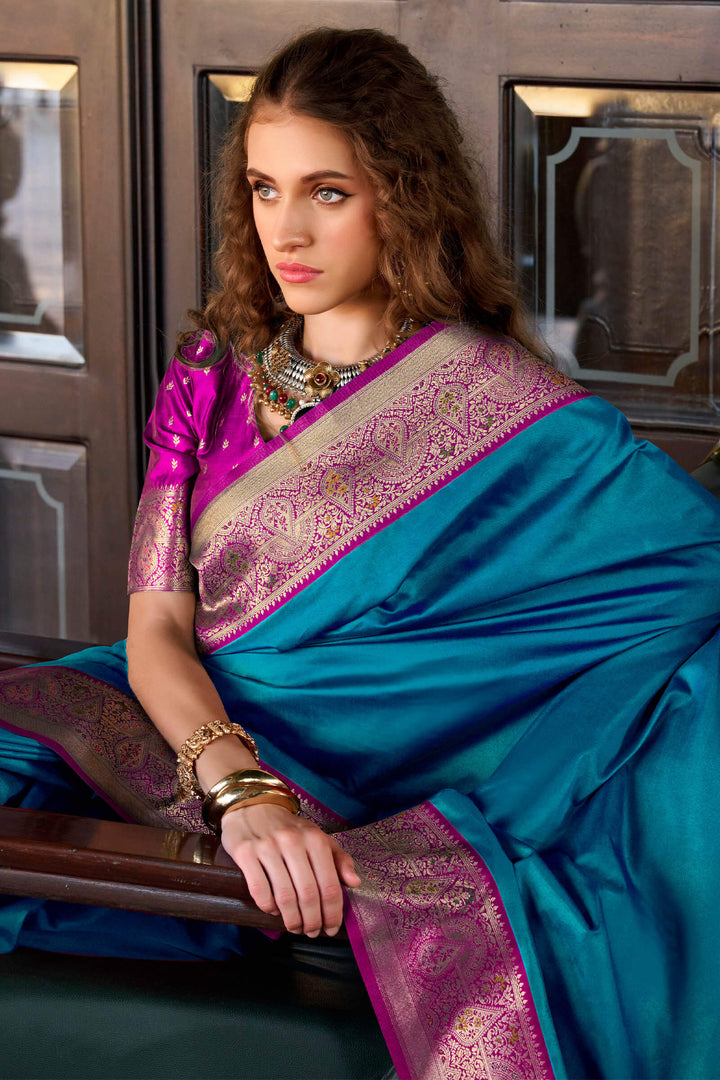 Venice Blue Soft Silk Saree