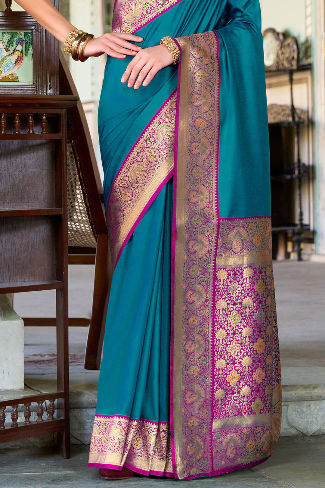 Venice Blue Soft Silk Saree
